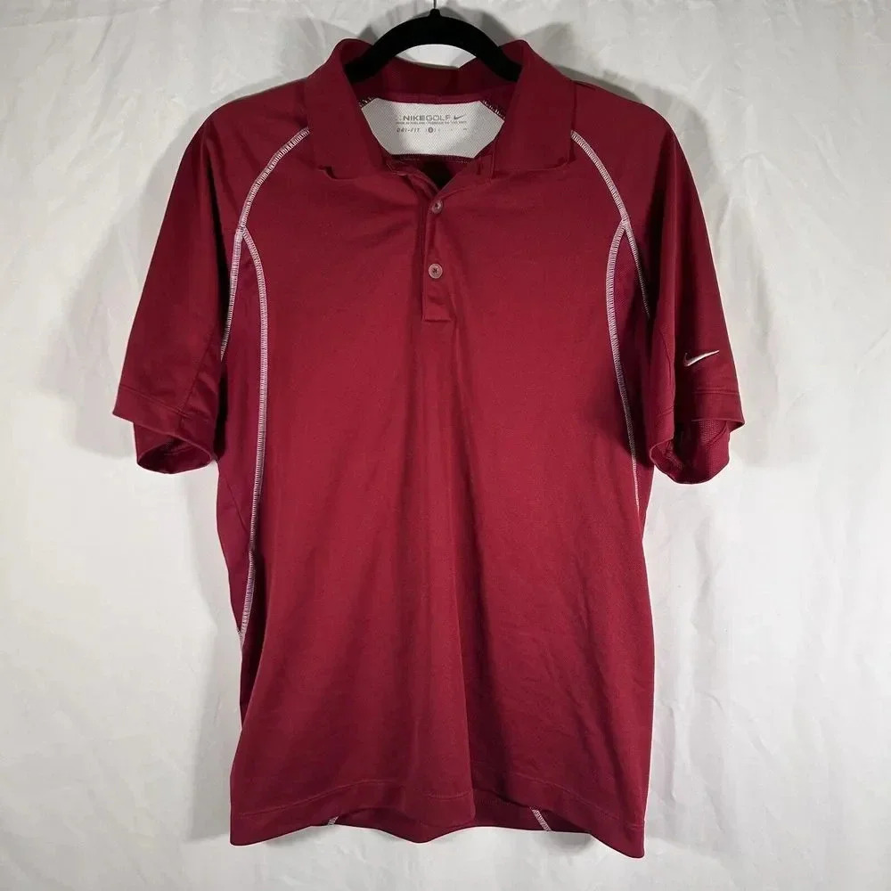 Nike Golf Shirt Men's Small Red Short Sleeve Dri-Fit Polo